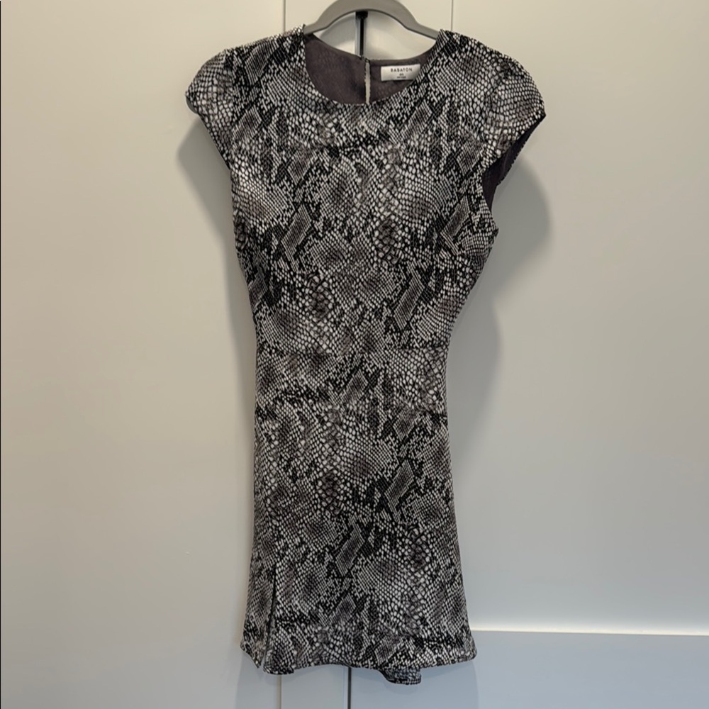BABATON Stylish Black and Gray Snake Print Dress.